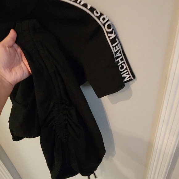 MICHAEL KORS SPORTY racer stripe logo turtleneck sexy dress black tape knit S - Picture 2 of 4